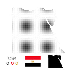 Map of Egypt vector dotted with flag and pin