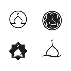 set of islamic mosque logo vector icon