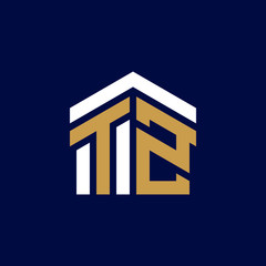 Initial Letters TZ House Logo Design