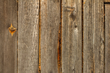 Part of the fence from the old tree is close-up. Texture of an old tree with knots. Natural old  wood background. Copy space. Close up.