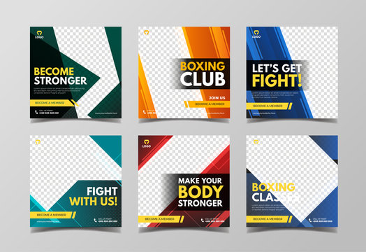 Boxing social media banner template for digital marketing, sport web banner, and flyer