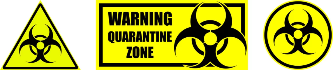Fotobehang set of yellow biohazard signs and quarantine zones on transparent background © RNko