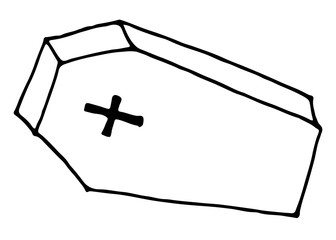 Doodle coffin or chest on white background hand drawn illustration