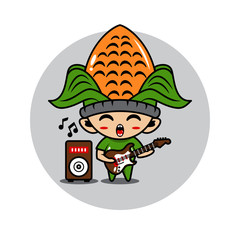 Corn mascot cute character activity illustration vector