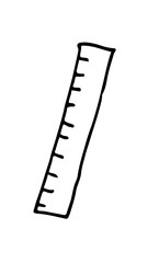 Cartoon doodle ruler on a white background vector hand drawn illustration