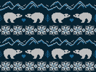 Knitted pattern polar bears