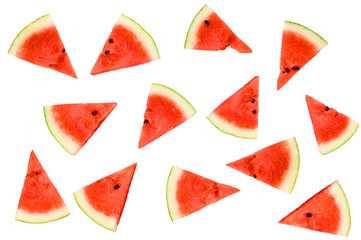 Small pieces of Watermelon slice isolated on white background.