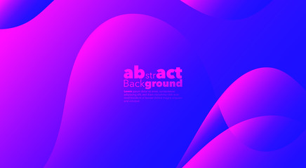 Minimal dynamic gradients on classic blue and Fluorescent pink  background with copy space.  geometric Backdrop for Poster, Fluid 3d shapes composition. Modern abstract cover. Brochure, card.