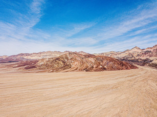 Aerial view of the Death Valley desert in California USA. Artist palette
