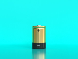 gold battery green background 3d rendering