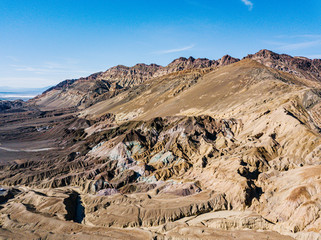 Aerial view of the Death Valley desert in California USA. Artist palette