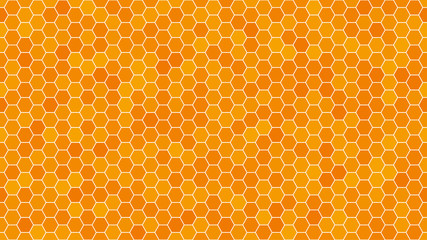 Orange honeycomb background for presentation. HD 16x9 vector seamless pattern.