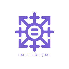 Each for equal logo design for celebrating International Woman day at march 8th. vector illustration.