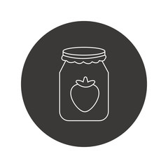 Strawberry jam in glass jar flat line icon