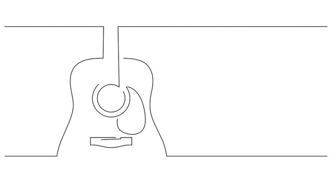 Guitar Line Drawing, Animated Illustration Design. Music Collection.