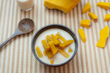 Pumpkin in coconut milk, Thai desserts