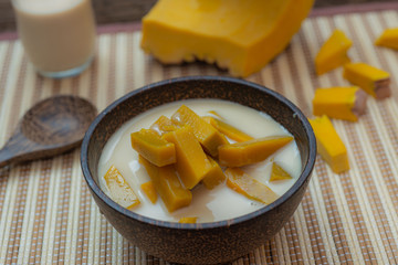Pumpkin in coconut milk, Thai desserts