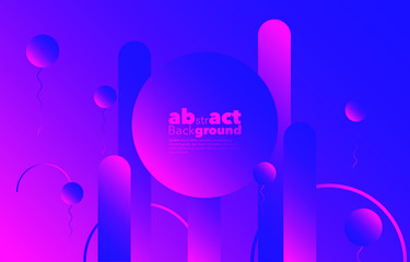 Minimal dynamic gradients on classic blue and Fluorescent pink  background with copy space.  geometric Backdrop for Poster, Fluid 3d shapes composition. Modern abstract cover. Brochure, card.
