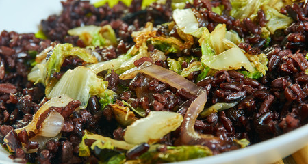 Black Rice with Stir Fried Cabbage