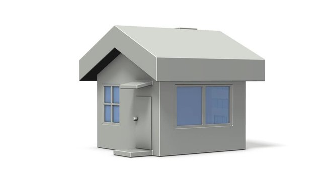 3Dレンダリング_回転するミニチュアの小さな住宅