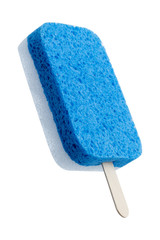 Sponge popsicle on a stick isolated on white background