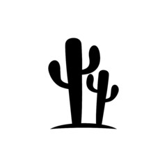Simple Black Cactus icon on white background