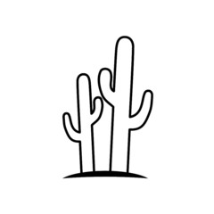 Simple Black Cactus icon on white background