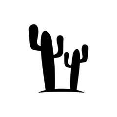 Simple Black Cactus icon on white background