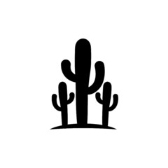 Simple Black Cactus icon on white background