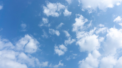 Beautiful white fluffy clouds on vivid blue sky in a sunny day