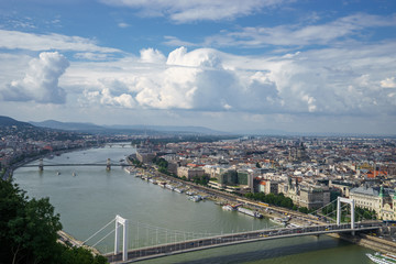 cityscape view of Danube river with beautiful sky in Budapest