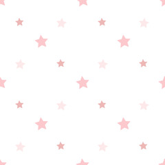 Seamless pattern in charmed light pink stars on white background for plaid, fabric, textile, clothes, tablecloth and other things. Vector image.