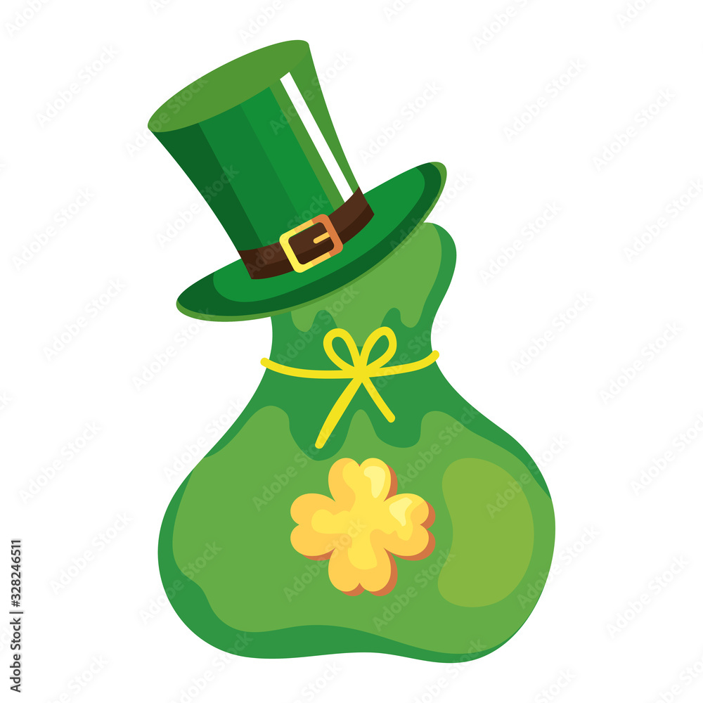 Canvas Prints top hat leprechaun with bag money design icon