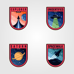 space mission patches logo vector sets, premium badges logo