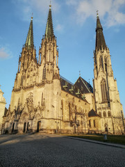 Fototapeta na wymiar Famous olomouc church view in czech republic,wenceslas,gothic architecture