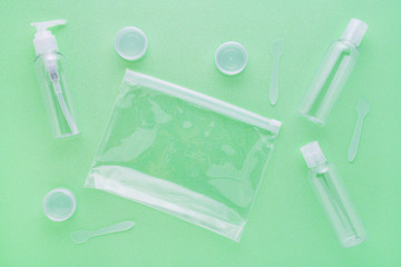 travel toiletries, small plastic bottles for hygiene products