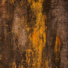 Burned wood texture with golden stains
