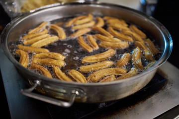 Delicious oriental sweets are deep-fried in hot oil