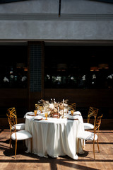 Wedding party in boho style in warm brown