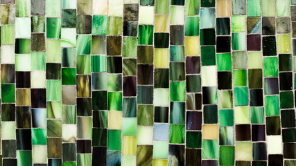 Green mosaic of tile shapes texture