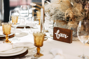 Wedding party in boho style in warm brown
