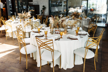 Wedding party in boho style in warm brown
