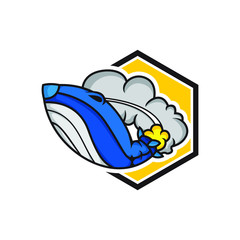 Blue Whale Rocket cartoon illustration