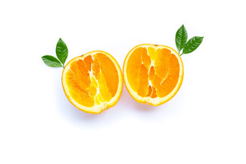 High vitamin C, Juicy and sweet. Fresh orange fruit on white.