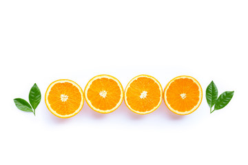 High vitamin C, Juicy and sweet. Fresh orange fruit on white.