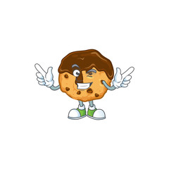A comical face chocolate chips with cream mascot design with Wink eye