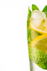 Cold summer drink on white background