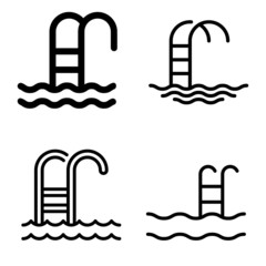 Swimming pool icon vector set. Simple thin line, outline illustration of water icons