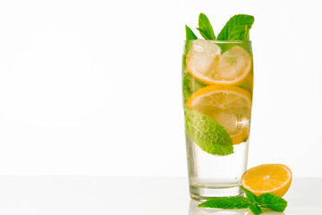 Cold summer drink on white background