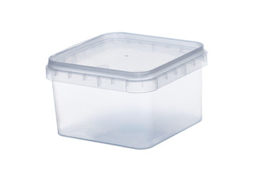 Clear plastic bucket on white background. Isolated